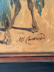 19th CENTURY ALFRED COUVERCHEL (1834-1867) PORTRAIT WEDDING CAMEL IN DESERT OIL