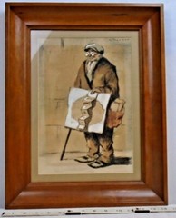 GEORGE TOURNON FRENCH PARIS OLD MAN STREET VENDOR ART SIGNED