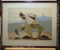 Eduardo Millares Sall „Cho-Juaa“ Rare Tempera Ptg Famous Canary Islands Artist