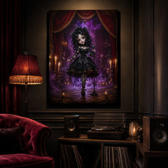 Gothic Vampire Woman Canvas Wall Art Dark Cabaret Horror Glam Decor Halloween