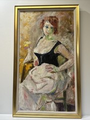 Mid Century Painting Woman Women Pretty Female Model Enid Edson New York Large