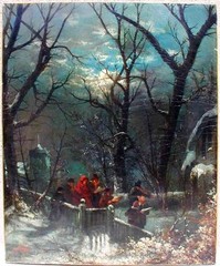 New York Oil Painting JAMES NORTHCOTE ‚Carolers‘ 21″ x 17″