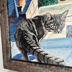 1991 Original Surrealistic Painting By Yves B Martin (YB Martin) “The Cat” RARE