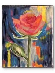Neo Expressionism Doodle Rose Flower Spring Urban Original Art 11 by 15 on Paper
