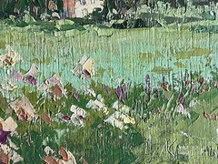 Oil painting Botanical garden Ukrainian painter fiberboard original landscape