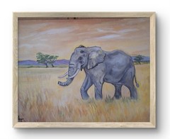 Original 11×14 Acrylic Wild Elephant Sigened Wall Art On Canvas Painting