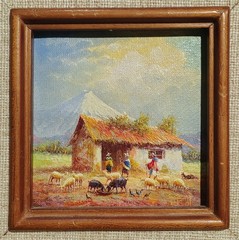 Oswaldo Moncayo Ecuador Miniature Painting Mid-century Art Listed Artist