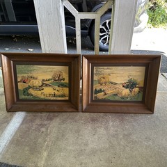 2 Vintage 1950’s Margo Alexander Signed Paintings Original Wood Frames 20” X 16”