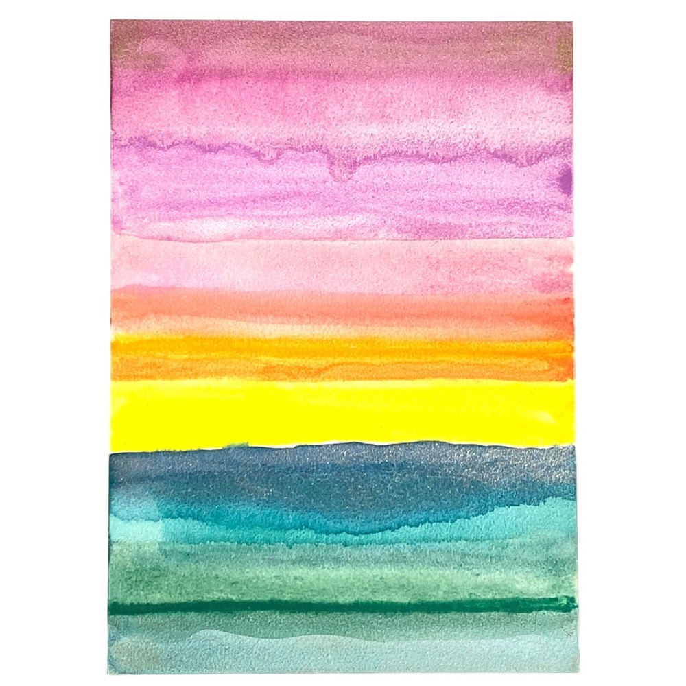 Art Original Sunset Dreams Watercolor Mixed Media Painting on 5x7in AquaBord