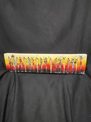 VINTAGE ORGINAL OIL ON CANVAS AFERICAN TRIBAL ART PAINTING M WDIBA 15.25 X 3.75”