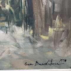 Orig1970CESAR BUENAVENTURA OIL PAINTING 37″FILIPINO IMPRESSIONISM STREET SCENE
