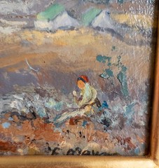 Antique American Impressionist Landscape Painting with Trees Ernest Meyer