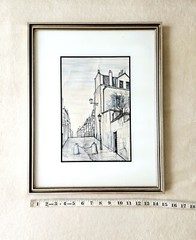 Listed French Artist, R. Lambert – MCM Paris Street Scene – 1962, Framed Litho