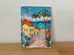 California San Diego Beach Oil Painting On Canvas Board Summer Landscape Artwork