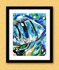Original Tropical Fish Pop Art Acrylic Painting – 11×14″ Mixed Media Paper