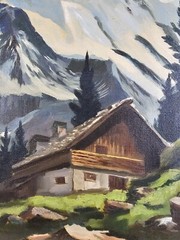 Antique VTG Original Perry Jenkins Oil Painting 28.25×23.5 Framed MidCentury Art