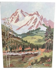 Regional Colorado Artist VTG Acrylic On Canvas Painting Mountains Eagle 11”x14”