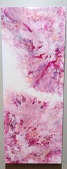 30″ x 12″ x 2″ Pink, Purple, & White Fluid Acrylic Painting on Stretched Canvas