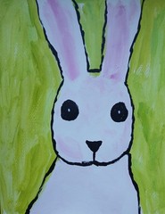 Impressionism/Abstract 11×14 Simple Bunny Boy Colorful Fun Hand Made Painting