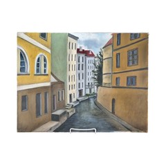 Vintage Oil Painting European Canal Street Scene Buildings Cityscape Art