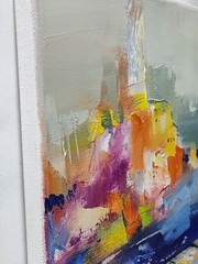 Original oil painting 8″x8″ Contemporary art, abstraction, old city
