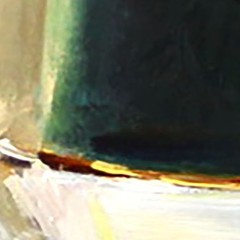 VINTAGE GREEN and gold cups Oil Painting 8x12in UKRANE