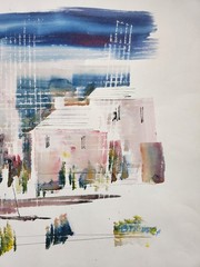 Vintage Alfred Birdsey BERMUDA HOUSES STREET Original Watercolor Painting Singed