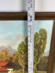 VTG Original Oil Painting Signed European Countryside Trees Cottage 22.5″x18.5″