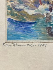 Ellen Ravenscroft 1876-1949 Original Watercolor Signed Dated on Mat 1909