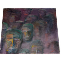 Surrealist abstract mens portrait original painting hand painted by Johnson 90