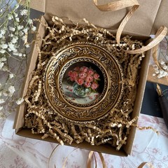 Original Oil Painting Miniature Bouquet of Roses Gold Framed Hand Painted Art