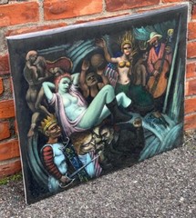 New York Artist Albert Pels Urban Genre Painting. Day Dreams. Signed C1980