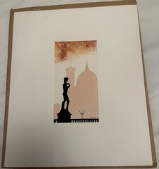 Original watercolour painting Florence David silhouette Marco Bonechi souvenir