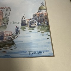 Toni Orsini Venice Canal Watercolor Painting – Signed Vintage Italian Art Framed