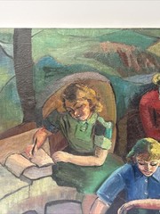 Antique Wpa Painting Portrait In The Study American Impressionist Sterinbach 30″