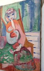 Nadine BOERI VEFOUR Portrait Young Woman French Oil Canvas Painting Signed