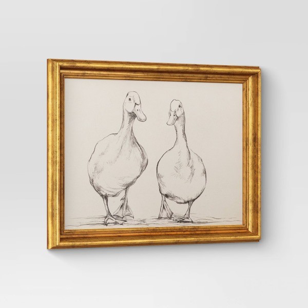 16"x 12" Bird Sketch Canvas Board Framed Art Black