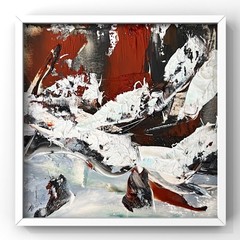 Contemporary Abstract Seascape Mini Framed Painting Inspired by St Ives Shore UK