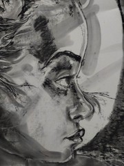 Original Large Charcoal Female Portrait Drawing 30 x 40 Woman Paper Wall Art