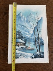 Korean Artist Suh Jin Hee Winter Landscape Oil Painting 1975 Signed 11×16.5