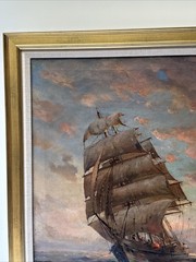 Angel Espoy Painting Nautical Seascape Sunset Evening Antique Famous Listed Oil