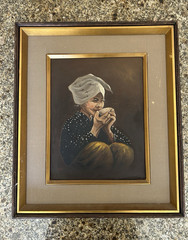 Original Oil on Canvas “Japanese Woman Drinking Tea” Signed “Takei” Possibly Ari