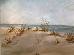 Vintage Seascape Oil Painting Dunes Beach Scene Signed “Dot Beebe”