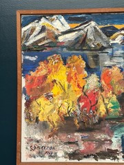 Swedish Oil on Canvas – “Abstract Landscape” by S. Pctcizon –1963– 85 × 69 cm