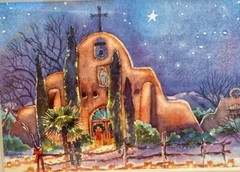 Magical Southwest Christmas Scene Original Watercolor Signed
