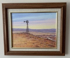 Dan Brown Original Oil Painting Realism Windmill Landscape Framed Canvas Texas