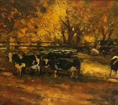 Edmond Woods (1905-1990) „Holstein Cattle“ Morgan, Utah – Western Impressionism