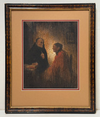 JOSEPH CLAES (1874-1956) SIGNED ORIGINAL PAINTING THE SECRET 2 MEN TALKING 1909