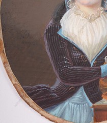 J.-L.-D. Duvaucel („Marsoeuvre“) „Young woman with Lyre“, fine miniature, 1790
