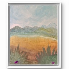BLESSED#1500 Dessert Mountains with Hearts 16×20 Original Art Canvas Acrylic